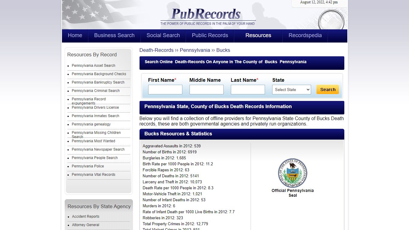 Bucks County, Pennsylvania Death Records